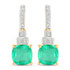 2.72 Carat Genuine Ethiopian Emerald and White Diamond 14K Yellow Gold Earrings