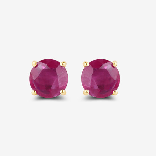 0.86 Carat Genuine Ruby 10K Yellow Gold Earrings