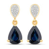 2.76 Carat Genuine Blue Sapphire and White Diamond 14K Yellow Gold Earrings