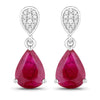 2.46 Carat Genuine Ruby and White Diamond 14K White Gold Earrings
