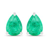 0.70 Carat Genuine Zambian Emerald 14K White Gold Earrings