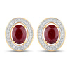 2.12 Carat Genuine Ruby and White Diamond 14K Yellow Gold Earrings