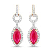 1.23 Carat Genuine Ruby and White Diamond 14K Yellow Gold Earrings
