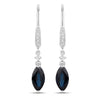 2.73 Carat Genuine Blue Sapphire and White Diamond 14K White Gold Earrings
