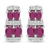 3.20 Carat Glass Filled Ruby .925 Sterling Silver Earrings
