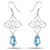 12.82 Carat Genuine Swiss Blue Topaz .925 Sterling Silver Earrings