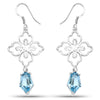 12.14 Carat Genuine Swiss Blue Topaz .925 Sterling Silver Earrings