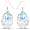 10.72 Carat Genuine Blue Topaz .925 Sterling Silver Earrings