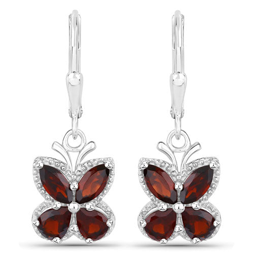 2.60 Carat Genuine Garnet .925 Sterling Silver Earrings