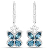 2.32 Carat Genuine London Blue Topaz .925 Sterling Silver Earrings