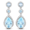 9.46 Carat Genuine Blue Topaz & White Topaz .925 Sterling Silver Earrings