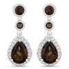 7.34 Carat Genuine Smoky Quartz and White Topaz .925 Sterling Silver Earrings