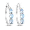 1.75 Carat Genuine Aquamarine and White Diamond .925 Sterling Silver Earrings
