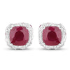 6.12 Carat Dyed Ruby, Ruby and White Topaz .925 Sterling Silver Earrings