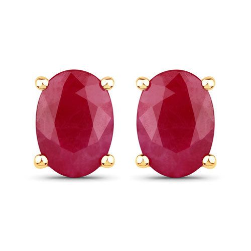 1.70 Carat Genuine Ruby 10K Yellow Gold Earrings