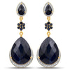 30.04 Carat Dyed Sapphire, Blue Sapphire and White Topaz .925 Sterling Silver Earrings