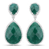 19.42 Carat Dyed Emerald and White Topaz .925 Sterling Silver Earrings