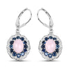 4.00 Carat Genuine Opal Pink, Blue Sapphire and White Topaz .925 Sterling Silver Earrings