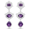 6.97 Carat Genuine Amethyst and White Topaz .925 Sterling Silver Earrings