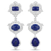 9.37 Carat Genuine Lapis and White Topaz .925 Sterling Silver Earrings