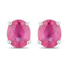 0.60 Carat Genuine Ruby 14K White Gold Earrings
