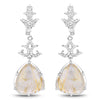 15.97 Carat Genuine Golden Rutile And White Topaz .925 Sterling Silver Earrings