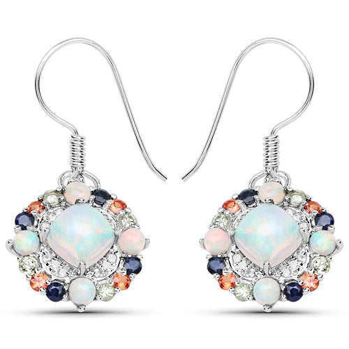 4.73 Carat Genuine Multi Stone .925 Sterling Silver Earrings