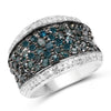 1.38 Carat Genuine Blue Diamond and White Diamond .925 Sterling Silver Ring