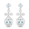 4.42 Carat Genuine Aquamarine and White Zircon .925 Sterling Silver Earrings