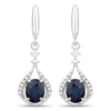 0.86 Carat Genuine Blue Sapphire and White Diamond 14K White Gold Earrings