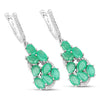 6.69 Carat Genuine Emerald and White Diamond .925 Sterling Silver Earrings