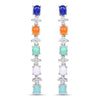 4.40 Carat Genuine Multi Stone .925 Sterling Silver Earrings