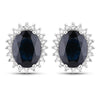 3.32 Carat Genuine Blue Sapphire and White Diamond 14K White Gold Earrings