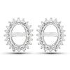 0.26 Carat Genuine White Diamond 14K White Gold Semi Mount Earrings - holds 8x6mm Oval Gemstones
