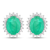 2.66 Carat Genuine Zambian Emerald and White Diamond 10K White Gold Earrings