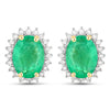 2.66 Carat Genuine Zambian Emerald and White Diamond 10K Yellow Gold Earrings