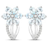 1.54 Carat Genuine Aquamarine and White Topaz .925 Sterling Silver Earrings