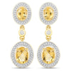 18K Yellow Gold Plated 5.70 Carat Genuine Citrine and White Topaz .925 Sterling Silver Earrings
