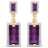 18K Yellow Gold Plated 6.01 Carat Genuine Emerald and White Topaz .925 Sterling Silver Earrings