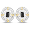 0.93 Carat Genuine Blue Sapphire and White Diamond .925 Sterling Silver Earrings