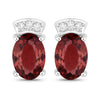 1.35 Carat Genuine Pink Tourmaline and White Diamond 14K White Gold Earrings