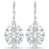 2.93 Carat Genuine Aquamarine and White Topaz .925 Sterling Silver Earrings