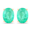 2.40 Carat Genuine Zambian Emerald 10K Yellow Gold Earrings