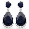 7.90 Carat Dyed Sapphire and White Diamond .925 Sterling Silver Earrings