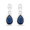 1.65 Carat Genuine Blue Sapphire and White Diamond 10K White Gold Earrings
