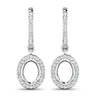 0.32 Carat Genuine White Diamond 14K White Gold Semi Mount Earrings - holds 8x6mm Oval Gemstones