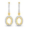 0.32 Carat Genuine White Diamond 14K Yellow Gold Semi Mount Earrings - holds 8x6mm Oval Gemstones