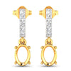 0.14 Carat Genuine White Diamond 14K Yellow Gold Semi Mount Earrings - holds 7x5mm Oval Gemstones