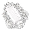 9.77 Carat Genuine Crystal Quartz & White Topaz .925 Sterling Silver Ring