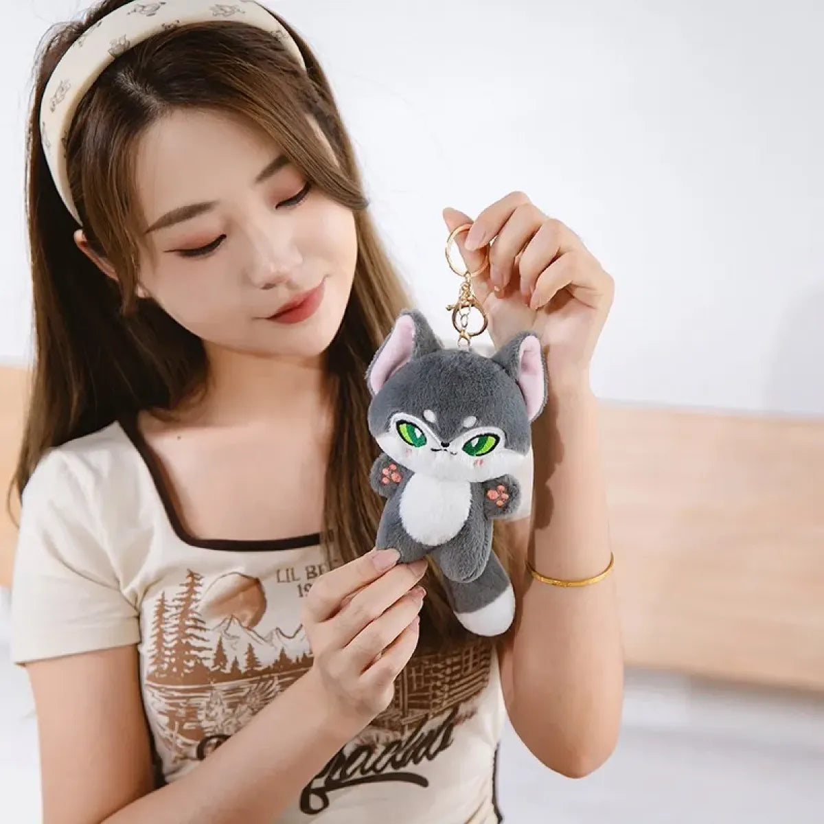 Kawaii Emotion Wolf Plush Toy - Cute Stuffed Wolf Doll
